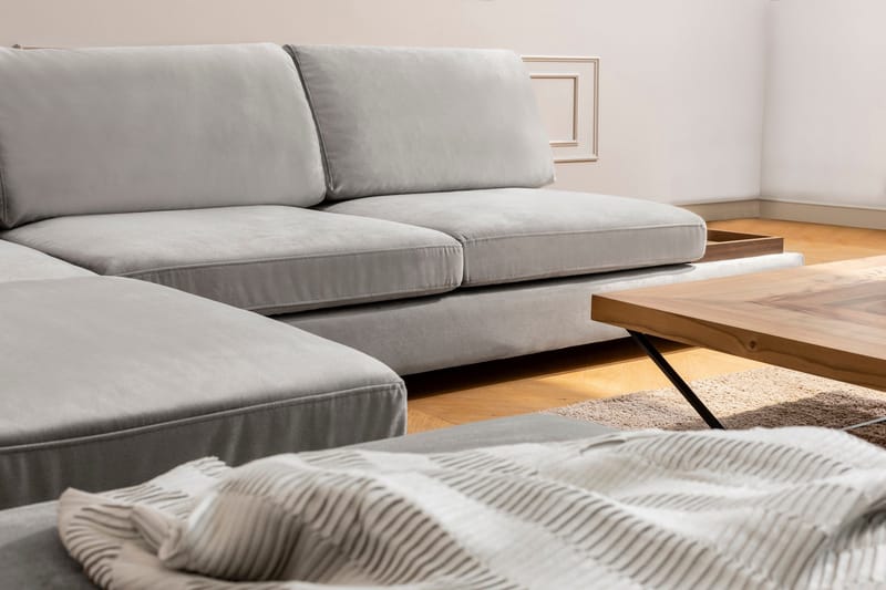 Tulima Soffa med Schäslong m Pall Vänster - Ljusgrå/Natur - Möbler - Soffa - Hörnsoffa