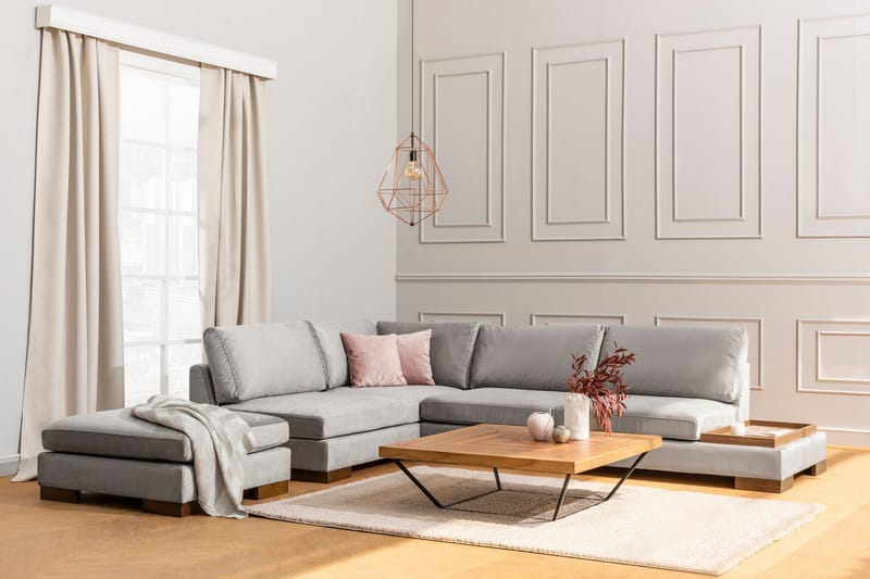 Tulima Soffa med Schäslong m Pall Vänster - Ljusgrå/Natur - Möbler - Soffa - Hörnsoffa