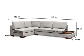 Tulima Soffa med Schäslong m Pall Vänster - Ljusgrå/Natur - Möbler - Soffa - Hörnsoffa