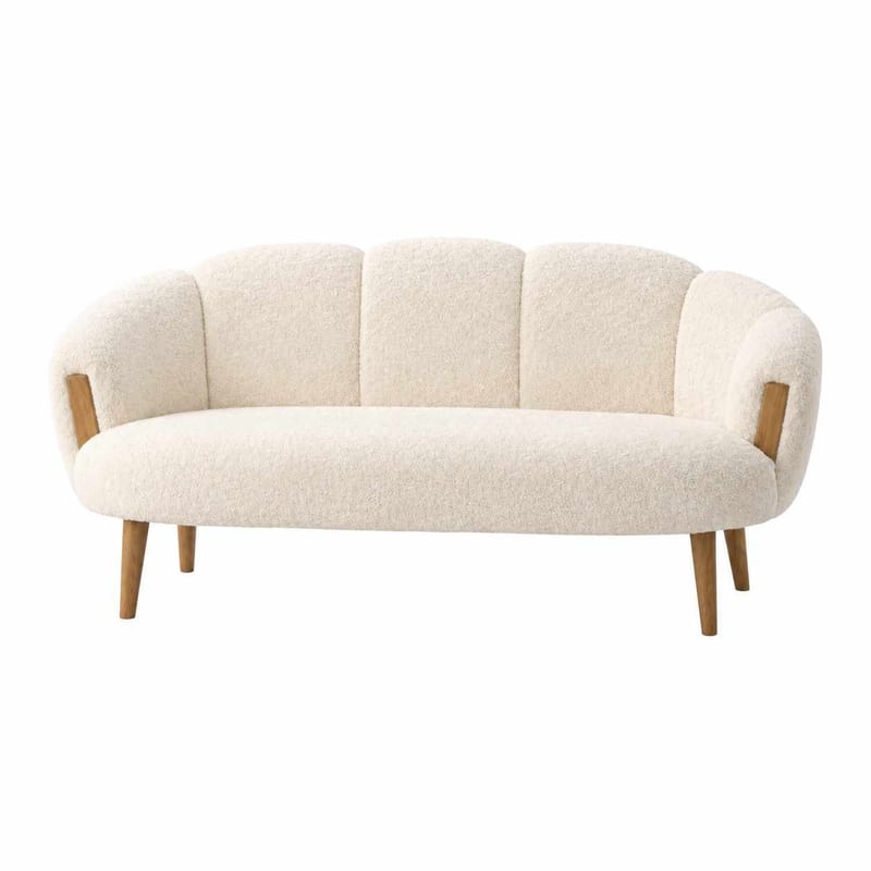 Hafing 2-sits Svängd Soffa i Bouclé med Träben, Offwhite