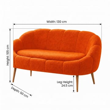 Havel 2-sits Svängd Soffa i Tyg - Orange - Möbler - Soffa - 2 sits soffa