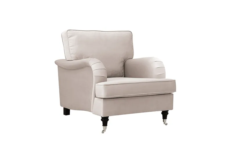 Howard Classic Soffgrupp 3-Sits Soffa och Fotpall i Sammet - Beige - Möbler - Soffa - Soffgrupp - Soffgrupp 3 2 1