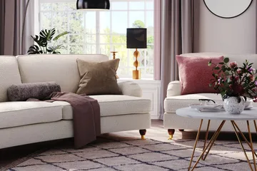 Howard Lyx 4-sits Svängd Soffa i Bouclé - Vit - Möbler - Soffa - Howardsoffor