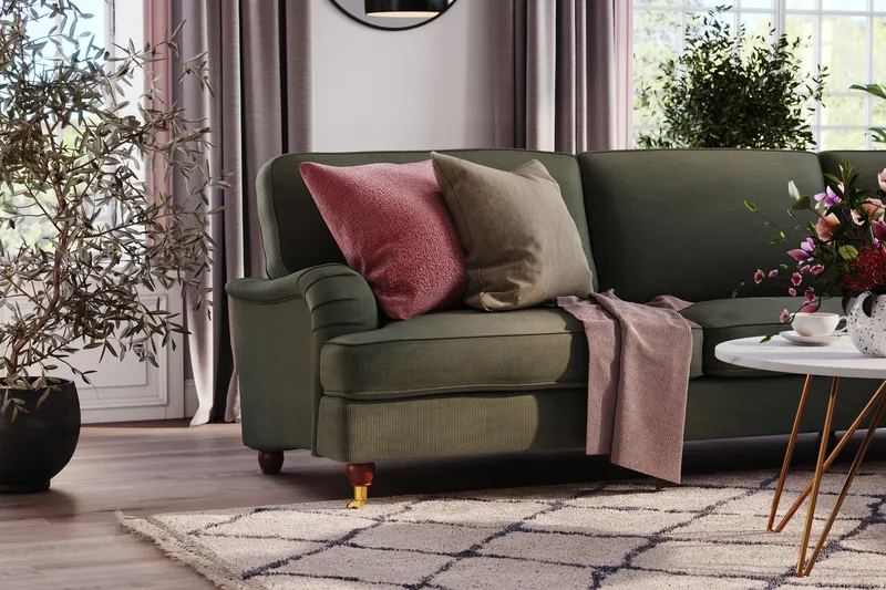 Howard Lyx 6-sits Högervänd L-formad Hörnsoffa i Manchester - Mörkgrön - Möbler - Soffa - Howardsoffor