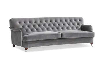 Howard Riviera 3-sits Svängd Sammetssoffa - Ljusgrå - Möbler - Soffa - Howardsoffor