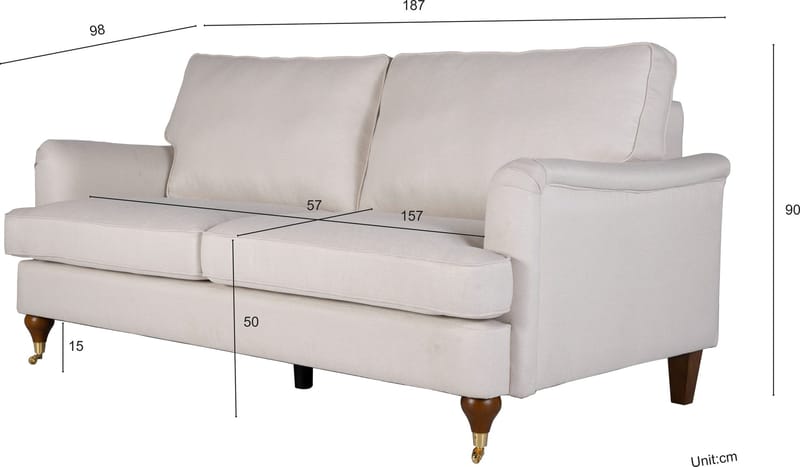 Howard Watford Deluxe soffa 2-sits - Beige tyg - Beige - Möbler - Soffa - 2 sits soffa