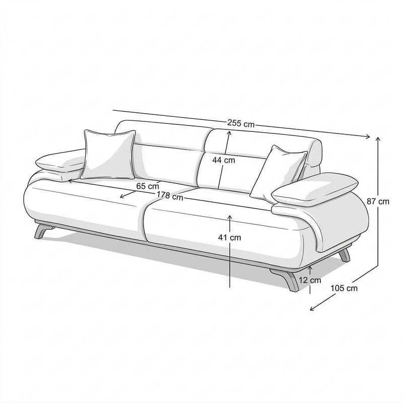 Kelnor 3-sits Soffa 246x81x97 cm - Grå - Möbler - Soffa - 3 sits soffa