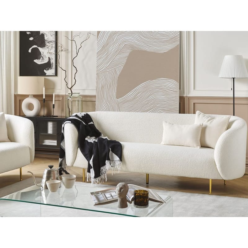 Loen 3-sits Svängd Soffa i Bouclé - Offwhite - Möbler - Soffa - 3 sits soffa