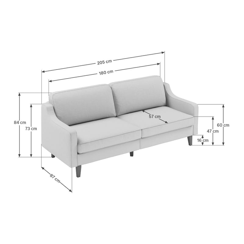 Lorvas 3-sits Djup Soffa med Svängda Armstöd i Tyg - Gul - Möbler - Soffa - 3 sits soffa