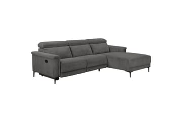 Lund 3-sits Högervänd Hörnsoffa med Recliner och Schäslong i Manchester - Grå - Möbler - Soffa - Biosoffa & reclinersoffa