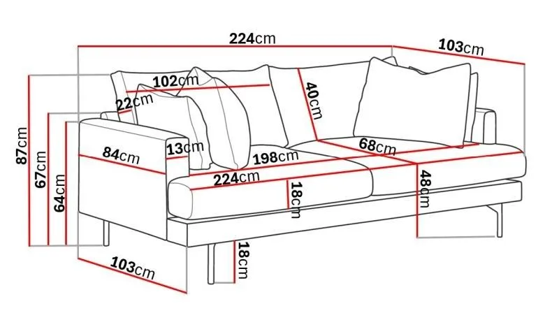 Menard 4-sits Djup Tygsoffa - Brun - Möbler - Soffa - 4 sits soffa