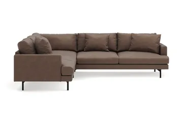 Menard 6-sits Vänstervänd L-formad Hörnsoffa i Tyg - Brun - Möbler - Soffa - Hörnsoffa