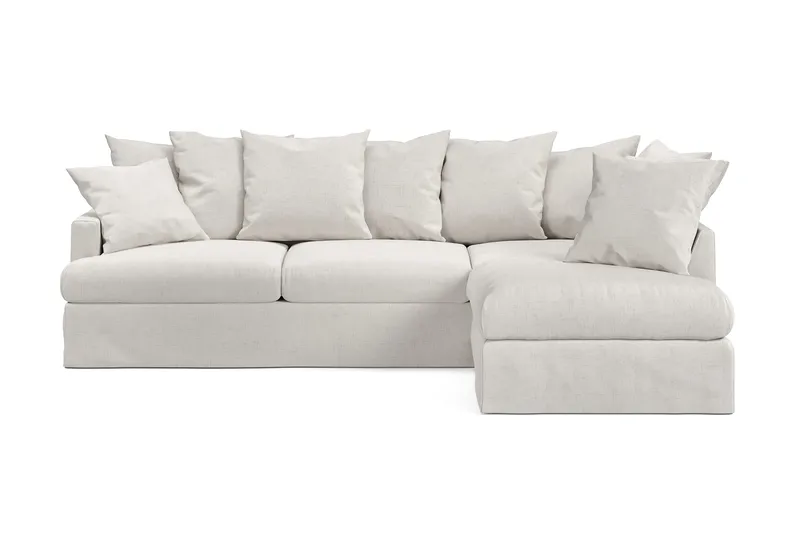 Menard Soffgrupp 4-sits Högervänd L-formad Schäslongsoffa + Fåtölj i Bouclé - Vit - Möbler - Soffa - Soffgrupp