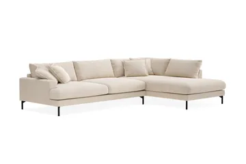 Menard Premium 5-sits Högervänd L-formad Djup Schäslongsoffa i Chenille - Ljusbeige - Möbler - Soffa - Divansoffor & schäslongsoffa