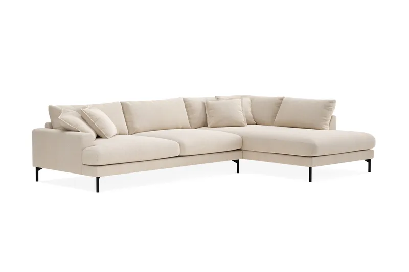 Menard Premium 5-sits Högervänd L-formad Djup Schäslongsoffa i Chenille - Ljusbeige - Möbler - Soffa - Divansoffor & schäslongsoffa