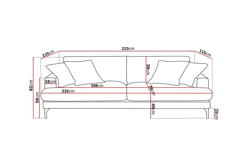 Menard Premium 4-sits Djup Soffa i Chenille - Grå - Möbler - Soffa - 4 sits soffa