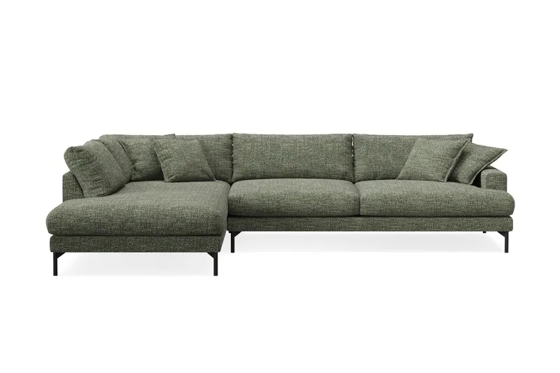 Menard Premium 5-sits Vänstervänd L-formad Djup Schäslongsoffa i Chenille, Grön