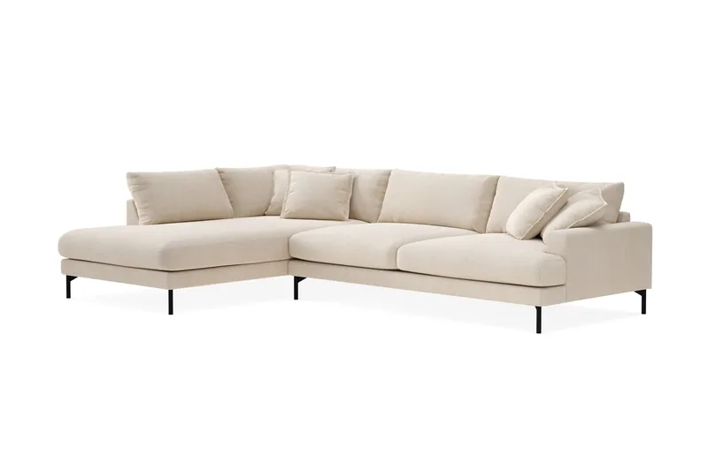 Menard Premium 5-sits Vänstervänd L-formad Djup Schäslongsoffa i Chenille - Ljusbeige - Möbler - Soffa - Divansoffor & schäslongsoffa
