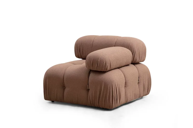Belgin Högermodul / Fåtölj 95 cm med fasta armstöd och repdetaljer, Brun