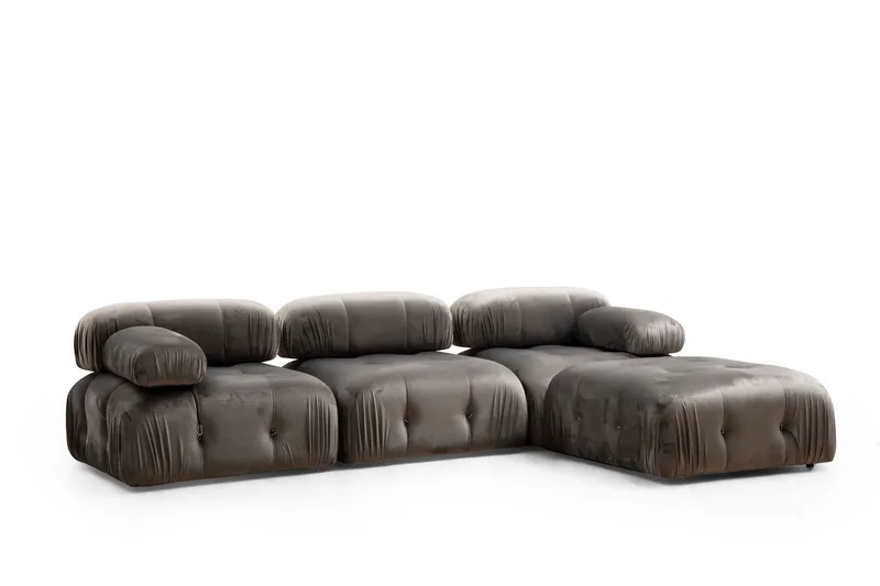 Belgin Högermodul / Fåtölj 95 cm med fasta armstöd och repdetaljer - Grå - Möbler - Soffa - Modulsoffor - Övriga moduler till modulsoffa