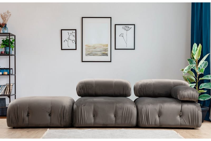 Belgin Högermodul / Fåtölj 95 cm med fasta armstöd och repdetaljer - Grå - Möbler - Soffa - Modulsoffor - Övriga moduler till modulsoffa