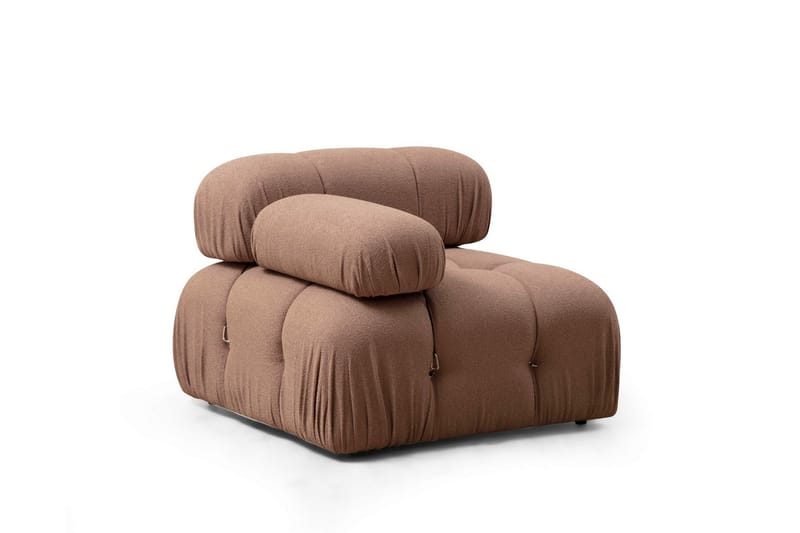 Belgin Vänstermodul / Fåtölj 95 cm med fasta armstöd och repdetaljer, Brun
