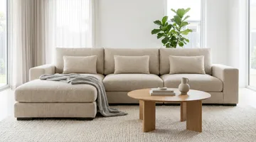 Dubai Extra djup 4-sits Modulsoffa med divan höger i tyg vändbar Extra Djup - Beige - Möbler - Soffa - Modulsoffor - Komplett modulsoffa
