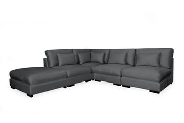 Dubai Schäslongsoffa Höger Sammet Extra Djup - Mörkgrå - Möbler - Soffa - Modulsoffor - Komplett modulsoffa