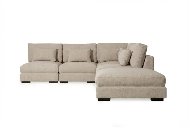 Dubai Schäslongsoffa Vänster Extra Djup i Chenille, Beige