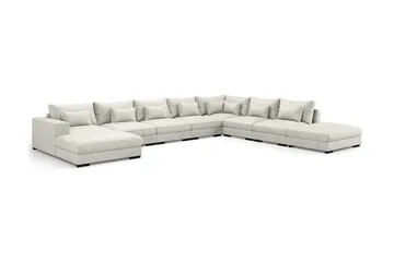 Dubai U-modulsoffa Large med Divan Vänster Sammet Extra Djup - Vit - Möbler - Soffa - Modulsoffor - Komplett modulsoffa