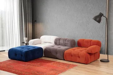 Belgin Bubblig Modulsoffa 3-sits med utfällbara armstöd och ryggstöd - Röd/Vit - Möbler - Soffa - Modulsoffor - Komplett modulsoffa