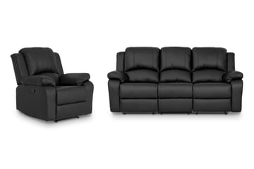 Norbo Soffgrupp 3-sits+Fåtölj Konstläder - Svart - Möbler - Soffa - Soffgrupp