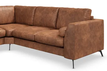 Ocean Lyx 5-sits Vändbar L-formad Hörnsoffa i Konstläder - Brun - Möbler - Soffa - Skinnsoffor