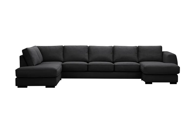 Optus 6-sits U-soffa med Divan och schäslong höger, Svart