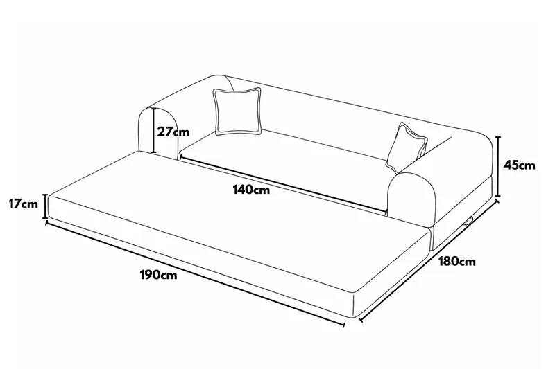 Pento 3-sits Ribbad Bäddsoffa i Tyg - Cognac - Möbler - Soffa - Bäddsoffa
