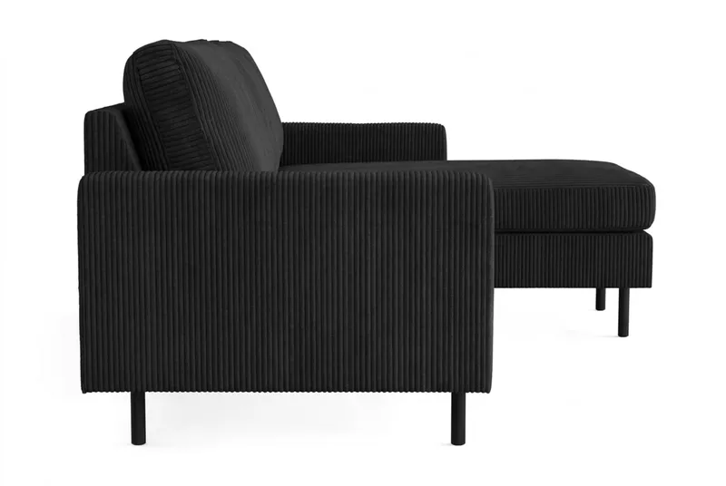 Peppe 3-sits Vändbar L-formad Divansoffa i Manchester - Svart - Möbler - Soffa - Divansoffor & schäslongsoffa