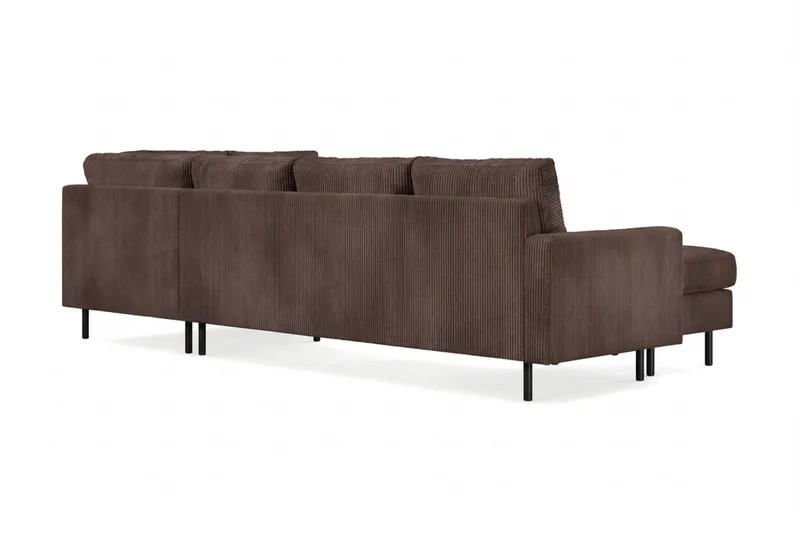 Peppe 4-sits Högervänd U-formad Soffa med Divan och Schäslong i Manchester - Mörkbrun - Möbler - Soffa - U-soffa