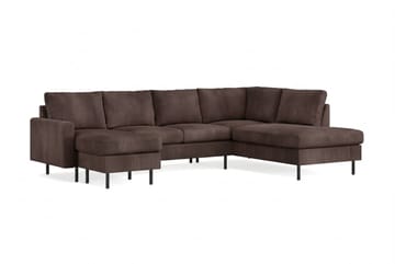 Peppe 4-sits Högervänd U-formad Soffa med Divan och Schäslong i Manchester - Mörkbrun - Möbler - Soffa - U-soffa
