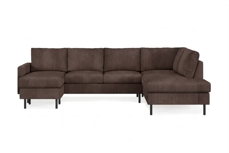 Peppe 4-sits Högervänd U-formad Soffa med Divan och Schäslong i Manchester, Mörkbrun