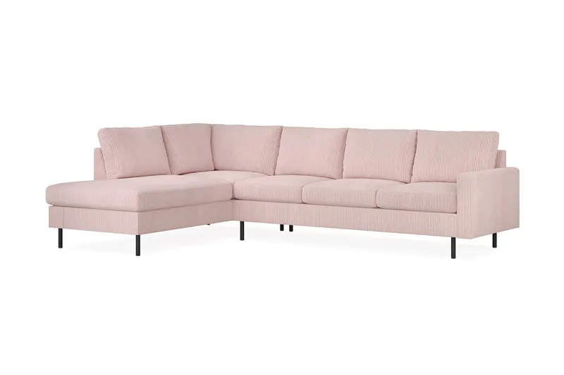 Peppe 4-sits Vänstervänd L-formad Schäslongsoffa i Manchester - Rosa - Möbler - Soffa - Divansoffor & schäslongsoffa - 4 sits soffa med divan