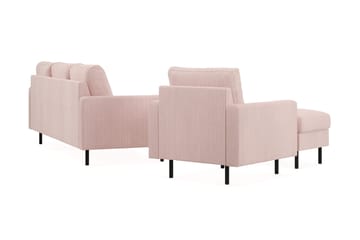 Peppe Soffgrupp 3-sits Vändbar L-formad Divansoffa + Fåtölj + Fotpall i Manchester - Rosa - Möbler - Soffa - Soffgrupp