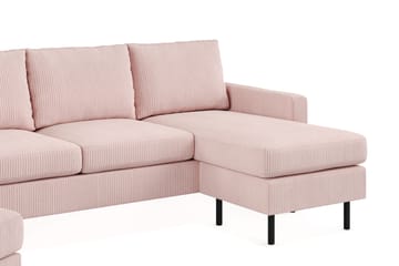 Peppe Soffgrupp 3-sits Vändbar L-formad Divansoffa + Fåtölj + Fotpall i Manchester - Rosa - Möbler - Soffa - Soffgrupp