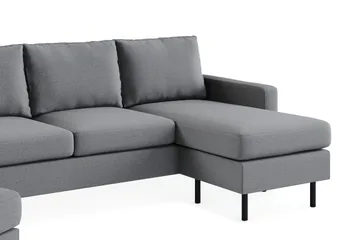 Peppe Soffgrupp 3-sits Vändbar L-formad Divansoffa + Fåtölj + Fotpall i Tyg - Ljusgrå - Möbler - Soffa - Soffgrupp