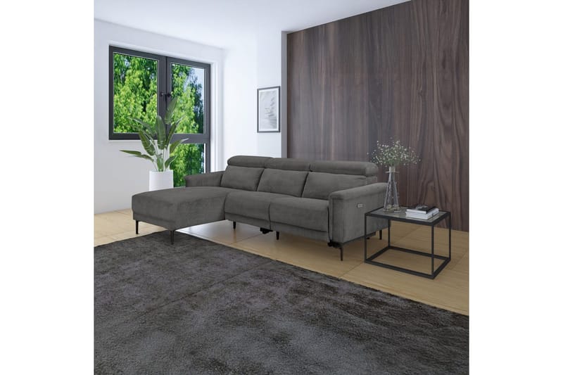 Reclinersoffa med hörn Loft24 Hörnsoffa Loft24 Lund med elektrisk recliner Grey Left-faced - Möbler - Soffa - Biosoffa & reclinersoffa