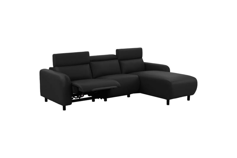 Reclinersoffa med hörn Loft24 Skaane Reclinersoffa 3-sits Black Right-faced Artificial leather - Möbler - Soffa - Skinnsoffor