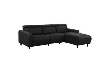 Reclinersoffa med hörn Loft24 Skaane Reclinersoffa 3-sits Black Right-faced Artificial leather - Möbler - Soffa - Skinnsoffor