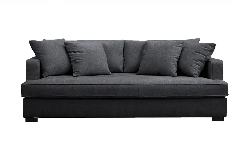 Rossita 3-sits Djup Soffa med hel dyna i Chenille, Trenza 01, Svart Chenille