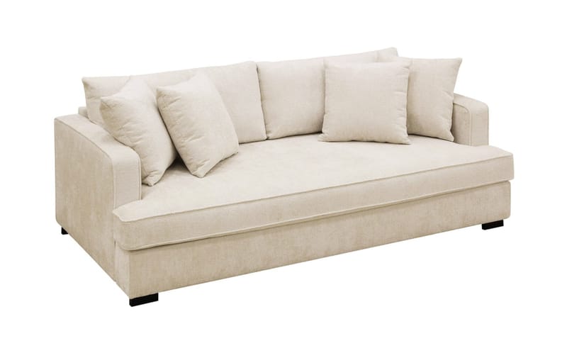 Rossita 3-sits Djup Soffa med hel dyna i Chenille - Trenza 06, Beige Chenille - Möbler - Soffa - 3 sits soffa