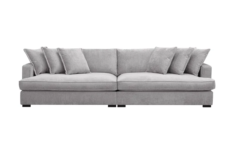 Rossita Lyx 4-sits Extra djup Soffa i Chenille, Trenza 03, Grå Chenille