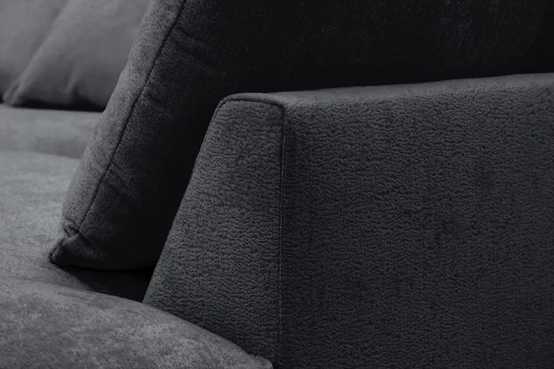 Rossita Lyx 5-sits Högervänd U-formad Extra djup Soffa med Divan och Schäslong i Chenille - Svart - Möbler - Soffa - U-soffa